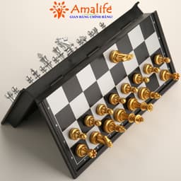 Thumbnail Bộ Cờ Vua Nam Châm Cao Cấp Cỡ Vừa 32cm Theo Tiêu Chuẩn Quốc Tế Phủ Nhũ Vàng Nhũ Bạc Hãng Amalife 3