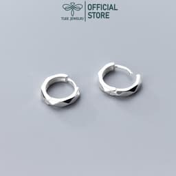 Thumbnail Khuyên tai bạc TLEE tròn trơn bản dày phay bắt sáng trendy TLEE JEWELRY B0133 4