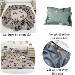 Thumbnail Ga gối Poly Cotton, Đũi xơ đậu nành Bộ Drap Ga Giường Mẫu Đẹp ZingZingMart (Được chọn mẫu - Gồm 1 Ga + 2 Vỏ gối nằm) 2