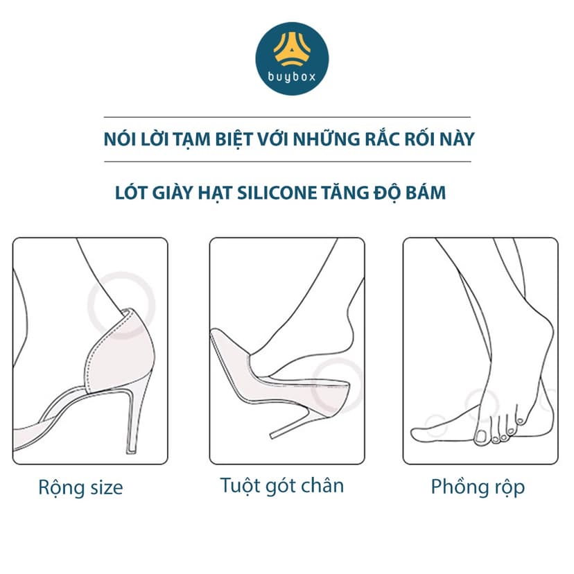 Ảnh Lót gót giày có hạt silicone tăng độ bám, chống trầy, bảo vệ gót sau, giảm size - buybox - BBPK223 2