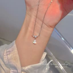 Thumbnail Vòng cổ 17KM từ bạc mặt đính pha lê đơn giản dành cho nữ 4
