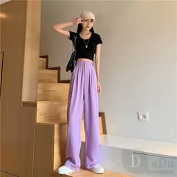 Thumbnail Daduhey Quần Dài Ống Rộng Lưng Cao 3 Màu Lựa Chọn Cho Nữ 4