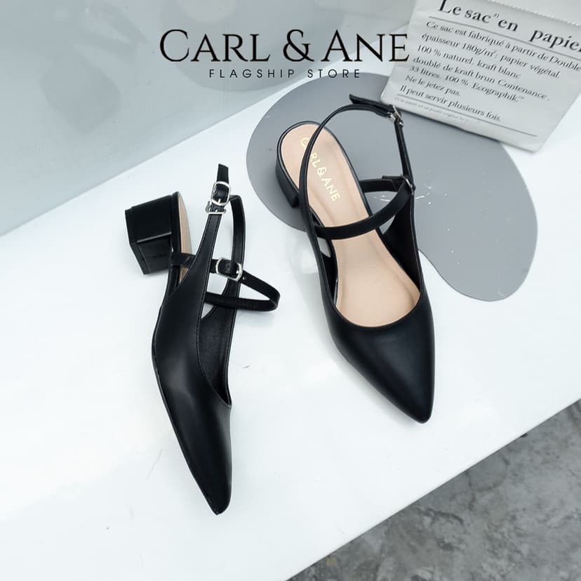 Ảnh Carl & Ane - Giày gót vuông mũi nhọn kiểu dáng thanh lịch cao 3,5cm màu nude - CL023 2