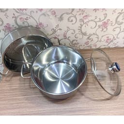 Thumbnail Bộ nồi xửng hấp 3 đáy inox 430 cao cấp Fivestar nắp kính size 20cm | 24cm | 26cm | 28cm | 30cm | 32cm , phù hợp mọi bếp 3