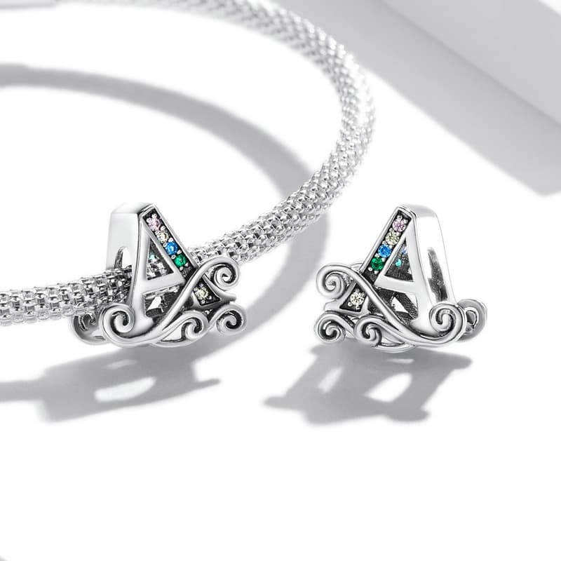 Ảnh Bamoer Hạt Charm Bạc 925 Chữ Cái A~Z Cho Tự Làm Vòng Tay Vòng Cổ Bán Phụ Kiện 3