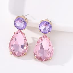 Thumbnail Khuyên tai PINKDUDU PD593 bằng hợp kim đính đá hình giọt nước 7 màu sắc phong cách đơn giản 3