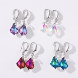 Thumbnail Khuyên tai Pinkdudu PD428 dáng dài hình chiếc lá đính đá pha lê thời trang đơn giản cho nữ 2