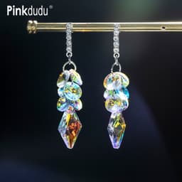 Thumbnail Đôi bông tai PINKDUDU PD788 dáng dài đính pha lê thời trang cho nữ 1