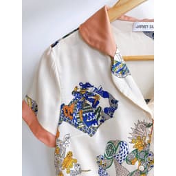 Thumbnail Bộ đồ ngủ Bigsize Pijama lụa Nhật cao cấp JAPANSILK, ngắn tay quần dài thổ cẩm mà hồng nhẹ CD084 1