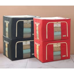 Thumbnail Combo 32 Hộp Vải Khung Thép Gấp Gọn 66 Lít 50*40*33cm Đựng Chăn Màn Túi Vải Khung Sắt Đựng Quần Áo Tiện Lợi Có Khóa Kéo 2