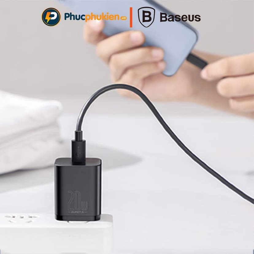 Ảnh Bộ sạc nhanh 20w + Dây sạc nhanh 20w chính hãng Baseus Super Si sạc đầy 50% pin chỉ trong 30p Phúc Phụ Kiện 1
