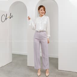 Thumbnail Quần ống rộng Choobe lưng cạp cao baggy vải cao cấp nữ dài suông loe culottes xuông màu đen Q01 2
