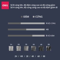 Thumbnail Bút chì phác thảo phiên bản cao cấp Deli - 2H, HB, 2B, 4B, 6B, 8B - Dành cho mỹ thuật chuyên nghiệp chì mềm độ đậm chuẩn 3