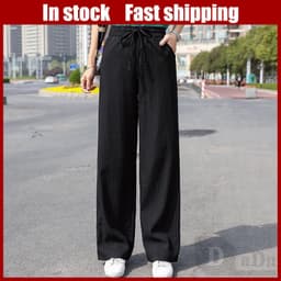 Thumbnail Quần dài DADUHEY lưng cao ống rộng phong cách Hàn Quốc trẻ trung dành cho nữ 1