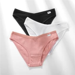 Thumbnail Set 3 chiếc quần lót cotton FINETOO màu trơn size M-XL cho nữ 1