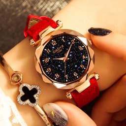 Thumbnail Đồng Hồ Đeo Tay XIAOYA 1290 Thiết Kế Dây Da Mặt Kính Đầy Sao Xinh Xắn Cho Nữ 3