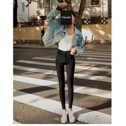 Thumbnail Quần tregging nữ Choobe lưng cạp cao dài dáng thun ôm bó legging skinny vải giữ nhiệt màu đen Q13 4