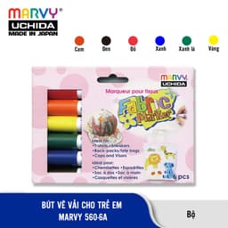 Thumbnail Bộ 6 cây Bút Vẽ Vải Không Bay Màu Cho Bé Marvy Uchida 560 - 6A ( màu cơ bản) 1