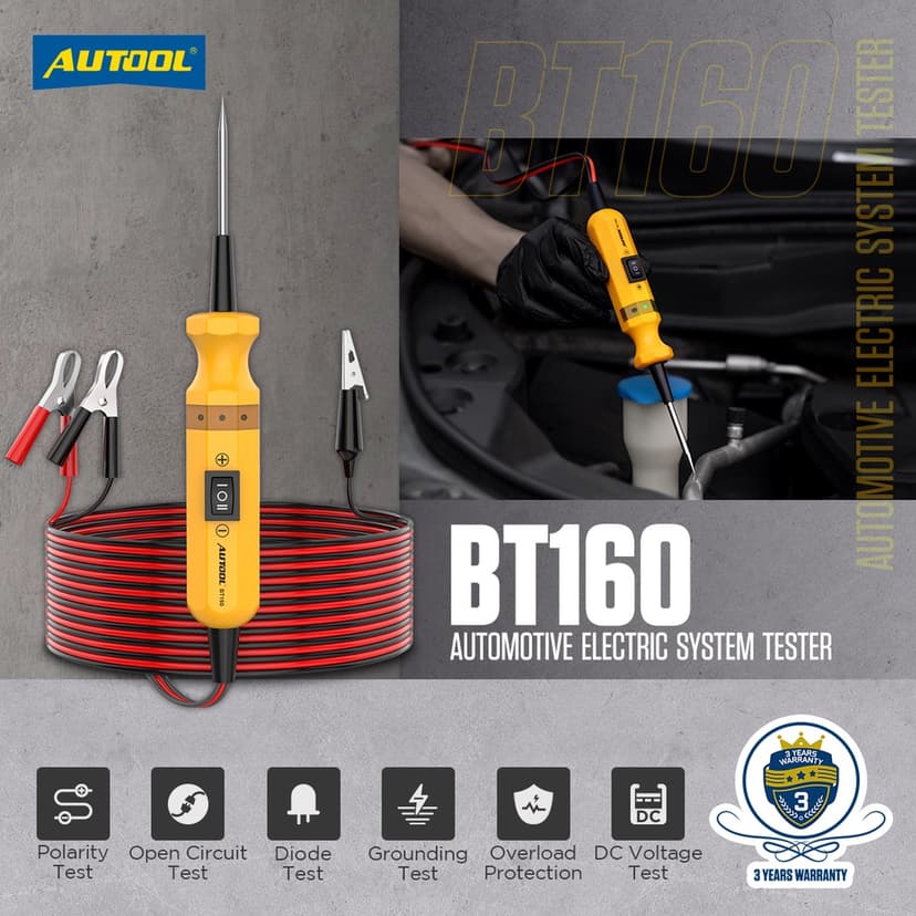 Ảnh AUTOOL BT160 Máy kiểm tra mạch điện ô tô Đầu dò nguồn Công cụ chẩn đoán ô tô Máy quét tích hợp điện áp điện cho ô tô 12V 24V Xe tải hạng nặng 1