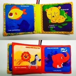 Thumbnail Sách vải PiPoVietnam kích thích thị giác - Song ngữ Anh Việt - Con gì làm gì 4