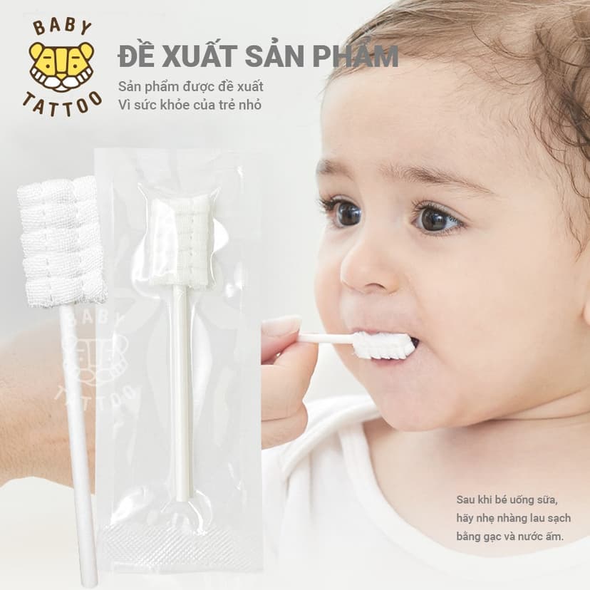 Ảnh BABY TATTOO Que Rơ Làm Sạch Lưỡi, Đầu 3D Lượn Sóng Cho Bé, hộp 15 que 2