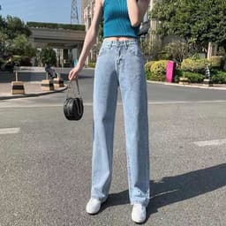 Thumbnail Quần jeans daduhey lưng cao dáng rộng thời trang dành cho nữ 3