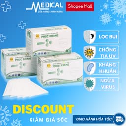 Thumbnail Khẩu trang y tế 4 lớp cao cấp PHÚC KHANG có giấy lọc kháng khuẩn MÀU TRẮNG - MEDICAL 1