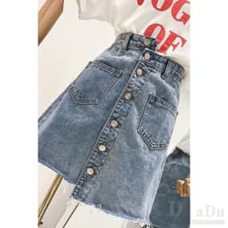 Thumbnail Chân Váy Ngắn Dáng Chữ A Lưng Cao Chất Liệu Cotton Phong Cách Hàn Quốc Thời Trang Cho Nữ 2
