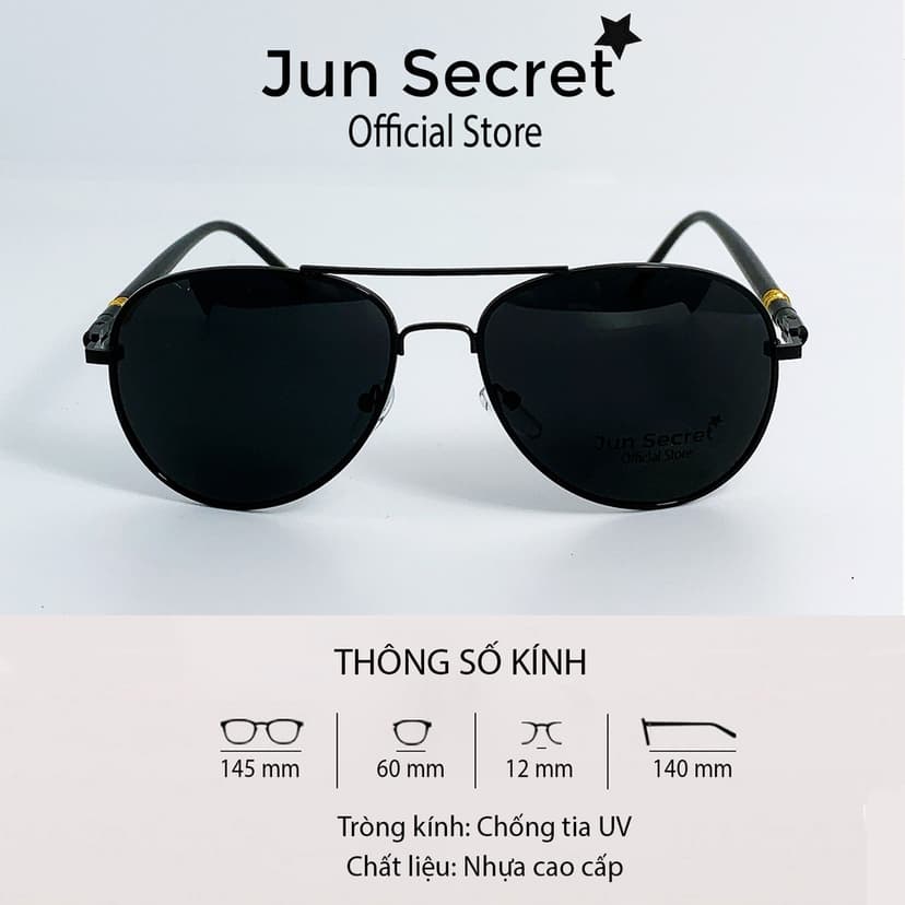 Ảnh Kính mát nam Jun Secret kiểu dáng thiết kế độc đáo, tròng kính phi công chống tia UV400 JS10A36 1