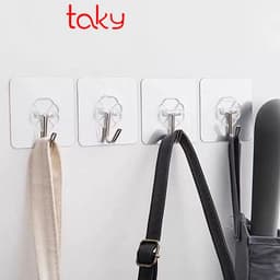Thumbnail 10 Móc Nhựa - Taky, Trong Suốt Dán Tường Siêu Dính, Tiện Dụng, Treo Đồ Trong Gia Đình Và Văn Phòng Tiện Dụng. 2213Set10 2