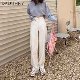 Thumbnail Quần jean DADUHEY dài lưng cao ống rộng 6 màu sắc tùy chọn thời trang dành cho nữ 4