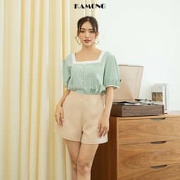 Thumbnail Quần short nữ lưng cao KAMONG dáng quần ống rộng Q002 4
