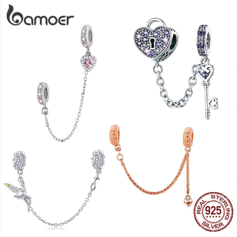 Ảnh Bamoer Bạc 925 Dây Xích An Toàn Trái Tim Vĩnh Cửu Trang Sức Vòng Tay Quyến Rũ Quà Tặng Cặp Đôi Đa Năng 1