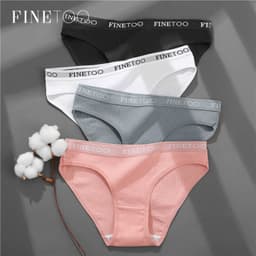 Thumbnail Set 3 quần lót nữ FINETOO màu trơn vải cotton mềm mịn 1