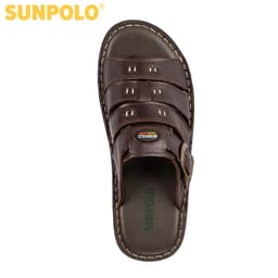 Thumbnail Dép Quai Ngang Nam Da Bò SUNPOLO Nâu AQN006 Có Big size 44 45 3