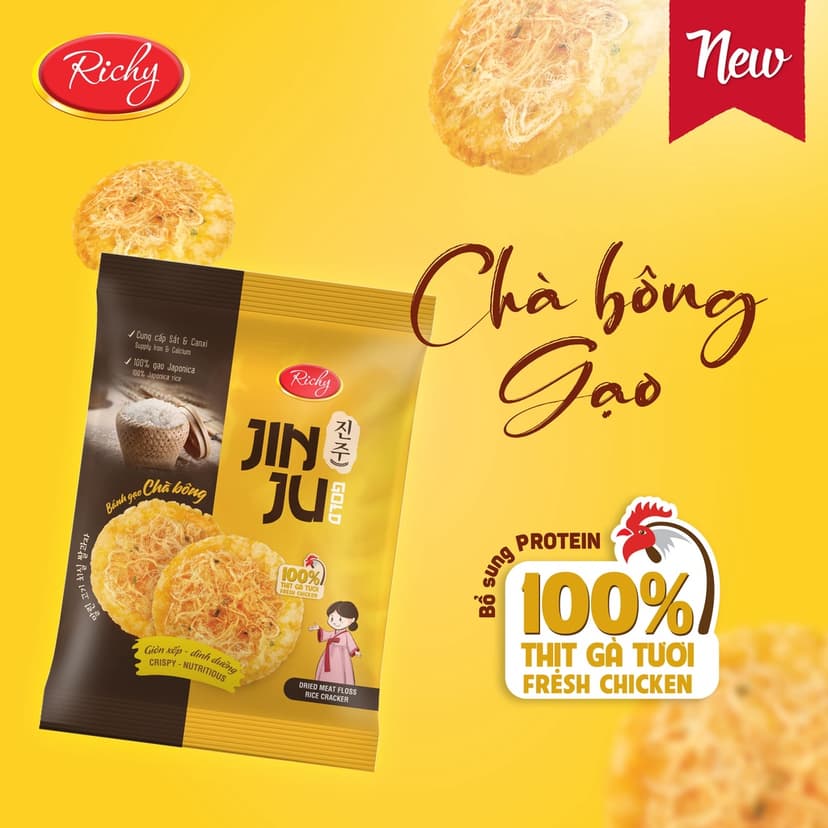 Ảnh Bánh Gạo JINJU Chà Bông hương vị Hàn Quốc Richy 168g 2
