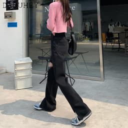 Thumbnail Quần jean daduhey ống suông xẻ tà cá tính thời trang dành cho nữ 1