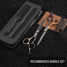 Thumbnail EVEBOT Bộ kéo chuyên nghiệp 10 mảnh để làm tóc，Mạ titan đen và vàng 2