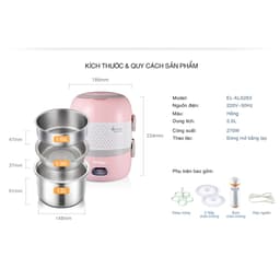 Thumbnail Hộp Cơm Hâm Nóng 2 Tầng ArirangLife EL-ALS263, Nấu Chín Và Hâm Nóng Thức Ăn, Bảo Hành 1 Năm 4