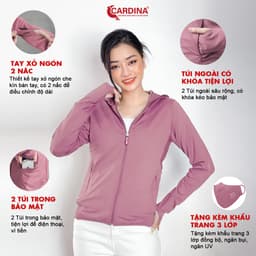 Thumbnail Áo Chống Nắng Nữ 𝐂𝐀𝐑𝐃𝐈𝐍𝐀 2 Lớp Chất Thun Lạnh Nhật Cao Cấp Viền Thể Thao Chống Tia UV 2NF02 2