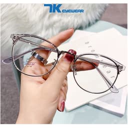Thumbnail Mắt kính cận độ sẵn 0 đến 6.00 độ nam nữ mắt tròn oval kim loại bọc nhựa 7K10209 màu đen, nâu, xám. 4
