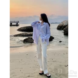 Thumbnail Daduhey Quần jeans dài ống rộng thời trang dễ phối đồ cho nữ PALAZZO 3