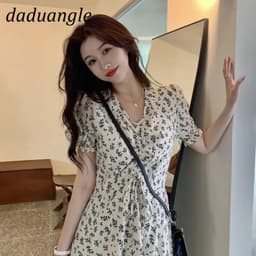 Thumbnail Daduhey Đầm hoa cổ chữ V rộng rãi thời trang mùa hè kiểu Pháp 2022 4