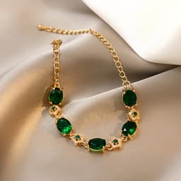 Thumbnail Vòng Tay Mạ Điện Đính Đá Zircon Màu Cam / Xanh Lá Thời Trang Hàn Quốc Cho Nữ 4