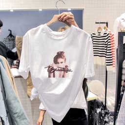 Thumbnail Áo Thun Tay Ngắn Cổ Tròn Dáng Rộng In Họa Tiết Hoạt Hình Thời Trang Cho Nữ 2021 3