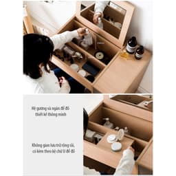 Thumbnail Bàn Trang Điểm Có Gương Gấp Gọn, Bàn Phấn Gỗ Kèm Ghế Nhỏ Gọn Thông Minh Dáng Simple KEGODA KGD08 2