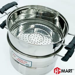 Thumbnail Nồi Hấp Inox 2 tầng 2 đáy từ nắp kính thương hiệu HG Mart 3