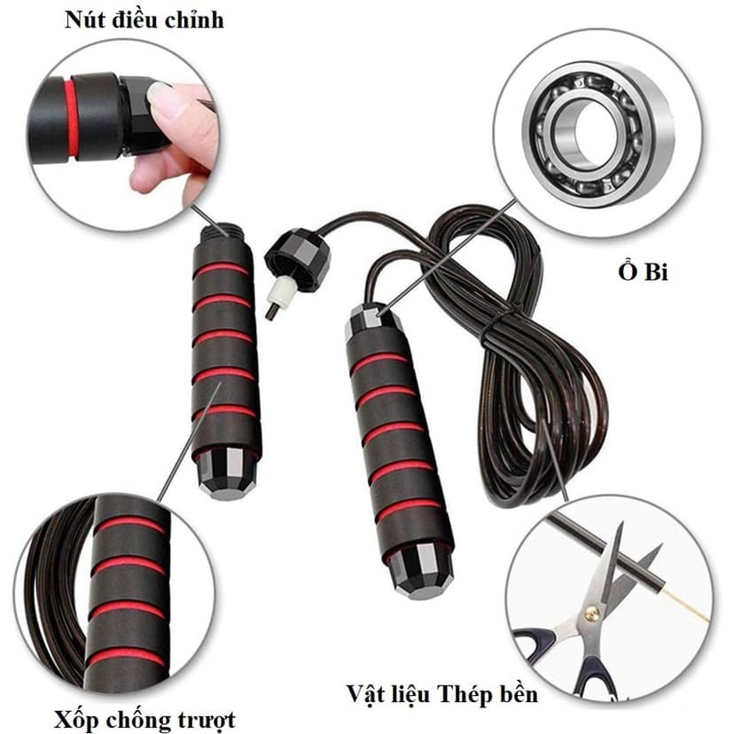 Ảnh Combo Dụng Cụ Hít Đất Chống Đẩy Cầm Tay Và Dây Nhảy Lõi Thép Có Thể Điều Chỉnh Dộ Dài Chống Rối Tập Thể Thao Amalife 3