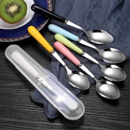Thumbnail Thìa ăn trái cây inox cán sứ có hộp đựng Yeahcook 2