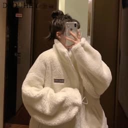 Thumbnail Áo Khoác Len Lông Cừu Dày Dặn Cổ Đứng Thời Trang Thu Đông Cho Nữ 4